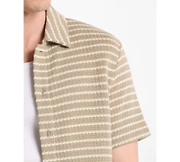 Michael Kors Men's Pointelle Stripe Short-Sleeve Shirt