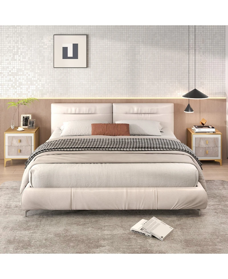 Slickblue Modern Nightstand with 2 Pull-Out Drawers for Bedroom or Living Space