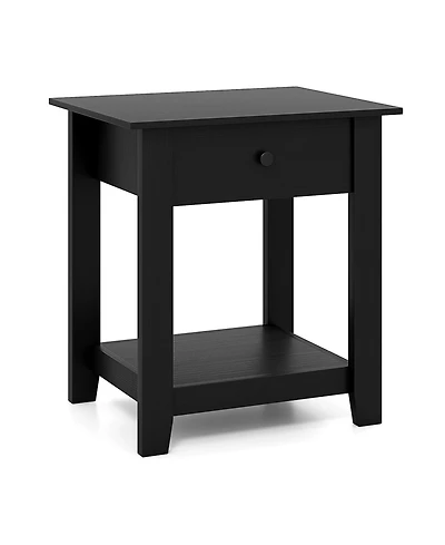 Slickblue 3-Tier Modern Nightstand with Storage Drawer and Open Shelf for Bedroom