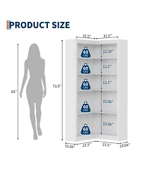 gaomon Large Industrial Corner Bookshelf - 5-Tier L-Shaped Wooden Display Shelves