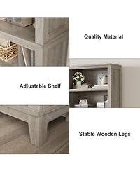 gaomon 71 Inch Tall Bookcase Adjustable Shelves and 31.5 Inch Width, 5 Tier Farmhouse Bookshelf with Wooden Legs