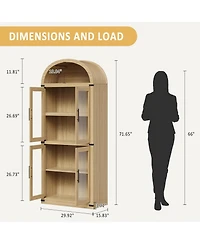 gaomon Arched Bookshelf with Doors and Drawers, 71.4 Inch Farmhouse Bookcase