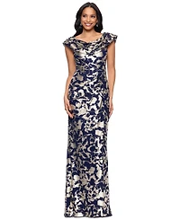 Betsy & Adam Petite Draped Neck Ball Gown
