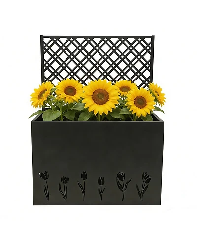 Streamdale Furniture Tall Metal Raised Garden Bed with Trellis, 35.5"L x 11.9"W x 47.3"H
