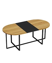 Streamdale Furniture 9 Piece Oval Dining Table Set with 8 Pu Leather Chairs