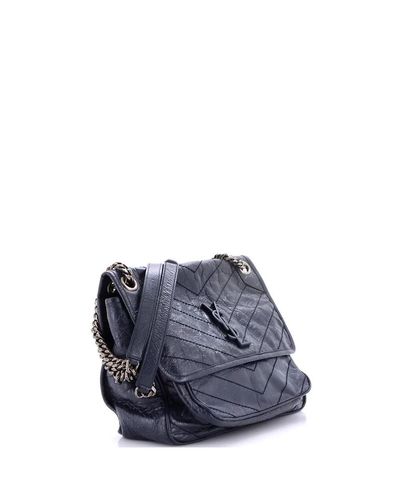 Pre-Owned Saint Laurent Medium Niki Chain Flap Bag Matelasse Chevron Leather
