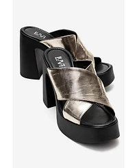 Forever & Always Shoes Women's Essenza Leather Platform Block Heel Sandal