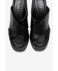 Forever & Always Shoes Women's Essenza Leather Platform Block Heel Sandal