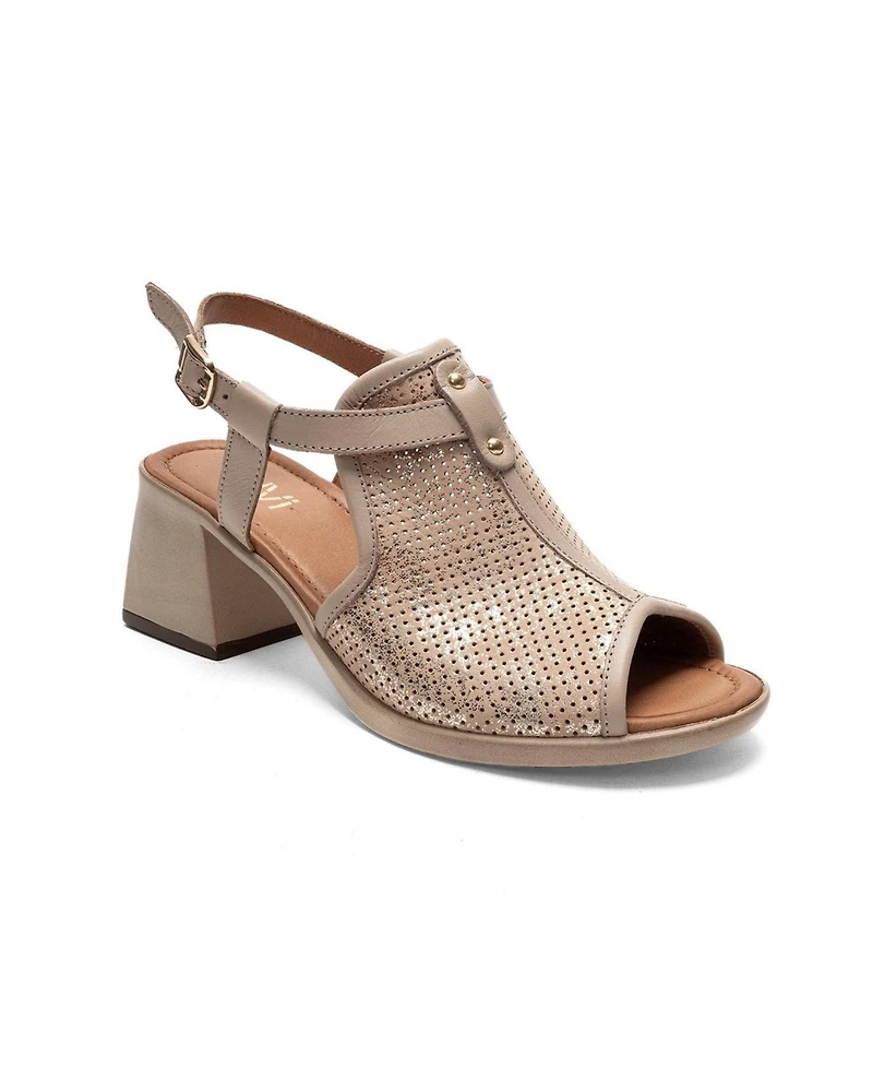 Forever & Always Shoes Women's Janelle Leather Block Heel Sandal