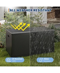 GarveeLife 150 Gallon Heavy Duty Resin Deck Box Outdoor Storage and Weatherproof Lockable Lid Spacious Bin for Patio Garden Porch Pool Supplies