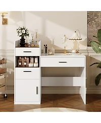 Streamdale Furniture 3-in-1 Flip Top Vanity Desk with Mirror, 3 Drawers and Hidden Storage