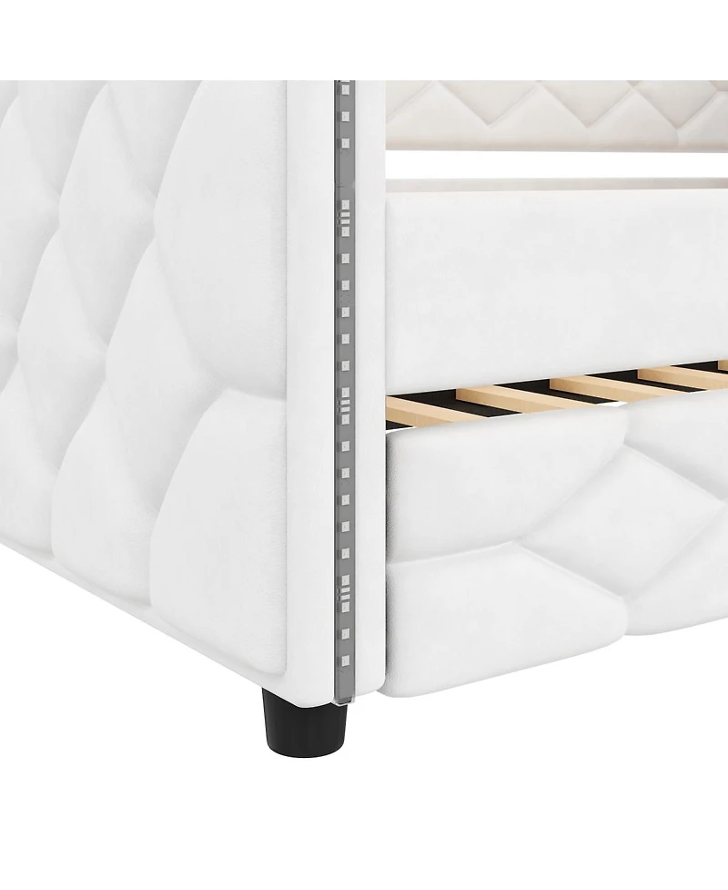 Streamdale Furniture Upholstered Daybed with Trundle and Led