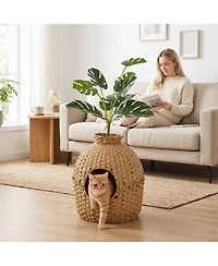 PawHut Hidden Cat Litter Box Enclosure Decorative Rat Cat Litter Box