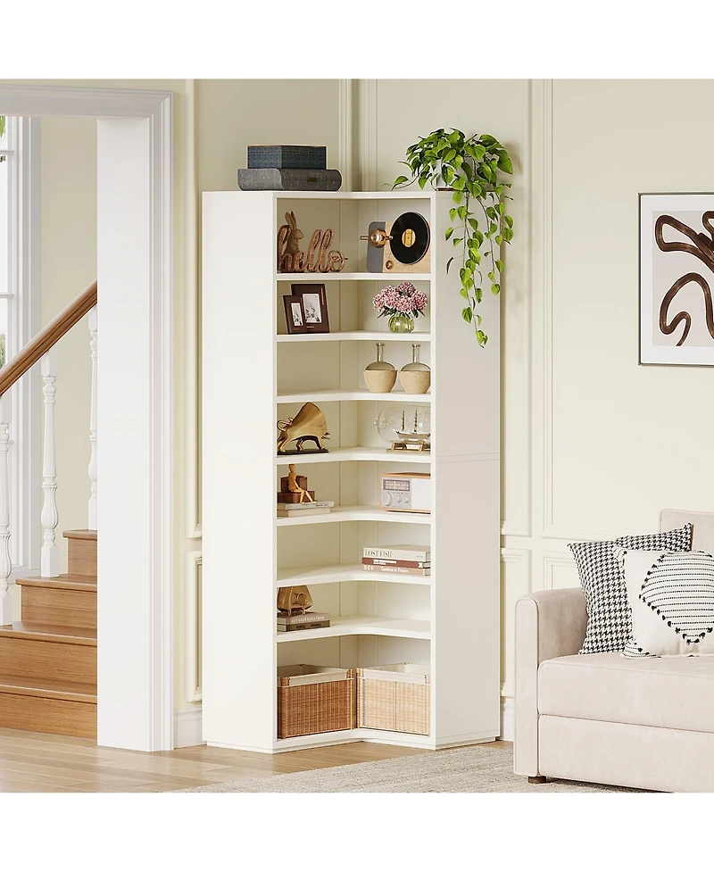 Slickblue L Shaped Corner Bookcase with 9 Tier Storage and Display Shelves