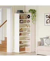 Slickblue L Shaped Corner Bookcase with 9 Tier Storage and Display Shelves