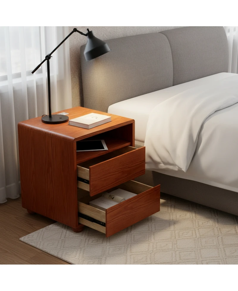 Streamdale Furniture 20 inches Modern Nightstand Charger and Shelves