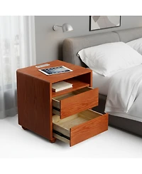 Streamdale Furniture 20 inches Modern Nightstand Charger and Shelves
