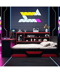 Streamdale Furniture Gaming Daybed with Desk, Storage, Lights and Charging Station