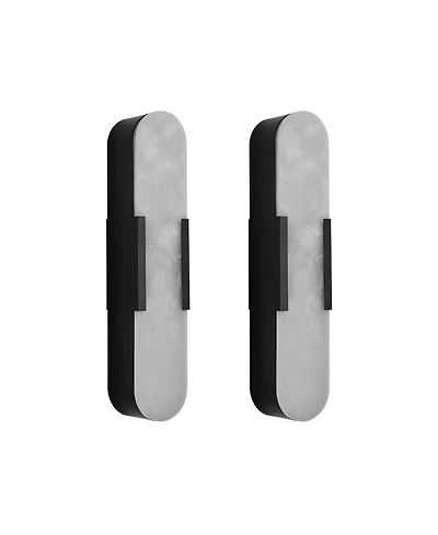 Busdays Inch Natural Marble Wall Sconce Set of Two Indoor Modern Bathroom Lighting for Living Room Bedroom Hallway Stairs