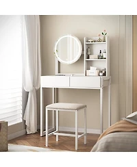 Streamdale Furniture Small Vanity Desk with Led Mirror, Power Outlet