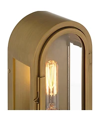 Possini Euro Design Alys 13inch High Industrial Outdoor Wall Light Fixture Mount Porch House Weatherproof Aged Brass Finish