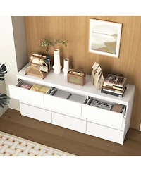 Rainsken Modern 9 Large Storage Drawers Dresser, with Deep Drawers, Large Floor Wood Dressers, for Bedroom,Living Room,Entryway, Hallway