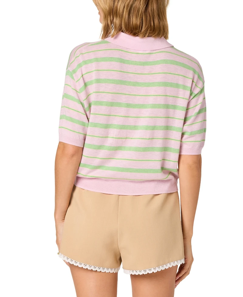 Astr the Label Women's Short-Sleeve Collared Sweater