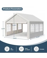 Streamdale Furniture 10'x20' Carport Canopy Tent with Removable Sidewalls
