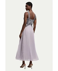 Karen Millen Petite Embellished Pleated Midi Dress