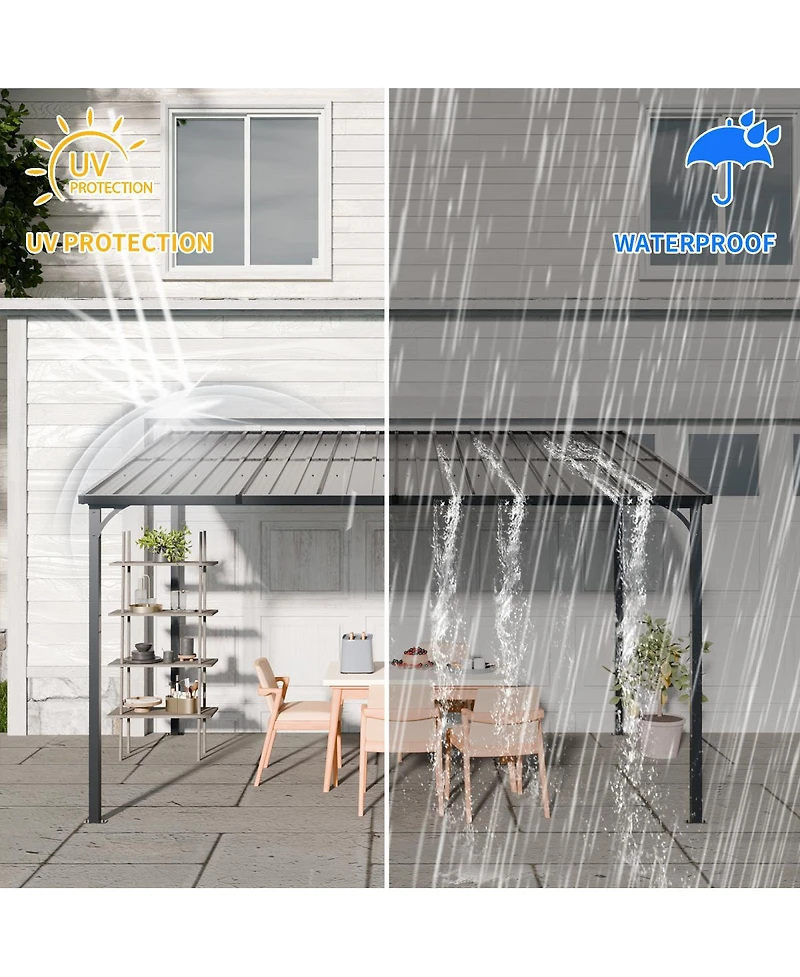 Streamdale Furniture Galvanized Steel Wall-Mounted Outdoor Pergola