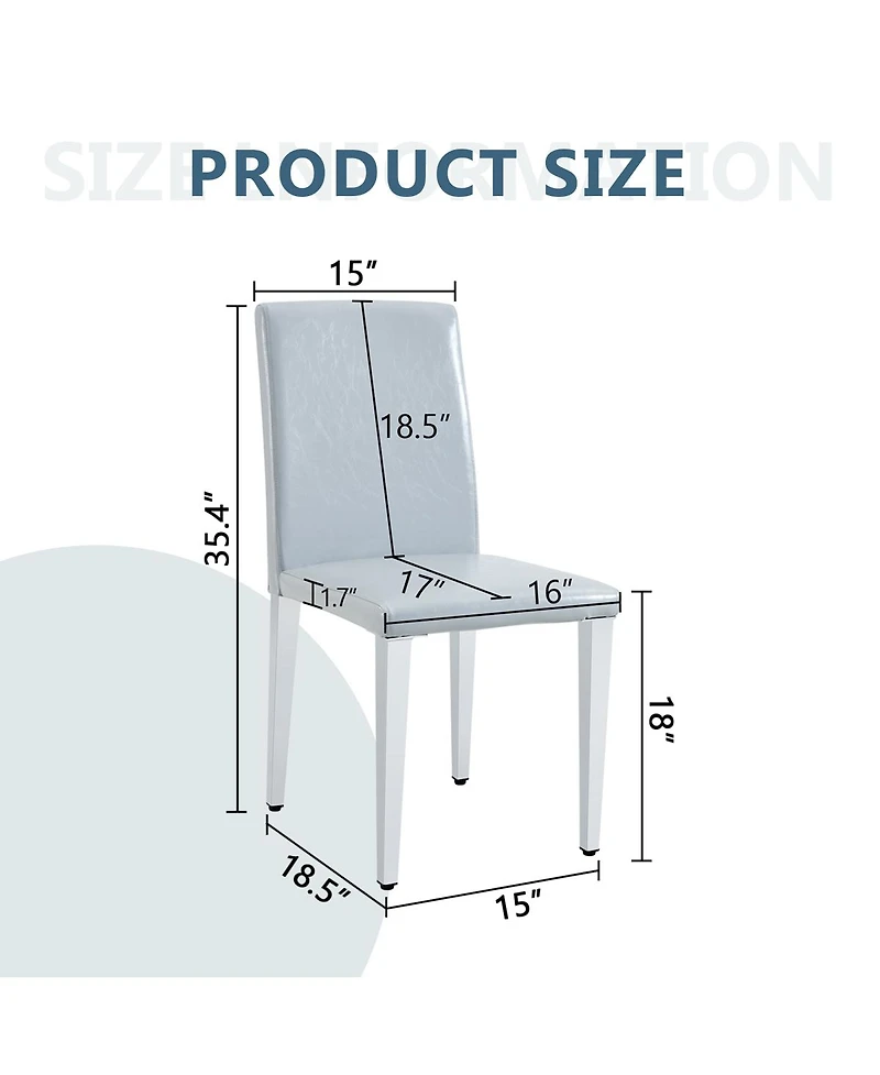 Streamdale Furniture Minimalist Pu Leather Dining Chair with Sturdy Metal Legs