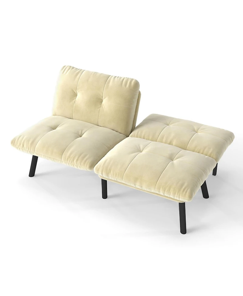 Rainsken Modern Convertible Futon Sofa Bed, with Adjustable Backrest, Velvet Futon Couch, Convertible Folding sofa Bed, for Small Space, Apartment