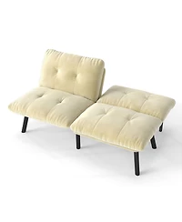 Rainsken Modern Convertible Futon Sofa Bed, with Adjustable Backrest, Velvet Futon Couch, Convertible Folding sofa Bed, for Small Space, Apartment