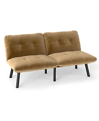 Rainsken Modern Convertible Futon sofa Bed, with Adjustable Backrest, Velvet Couch, Folding for Small Space, Apartment
