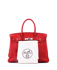 Pre-Owned HERMES Birkin 30 Handbag Red Togo with Palladium Hardware