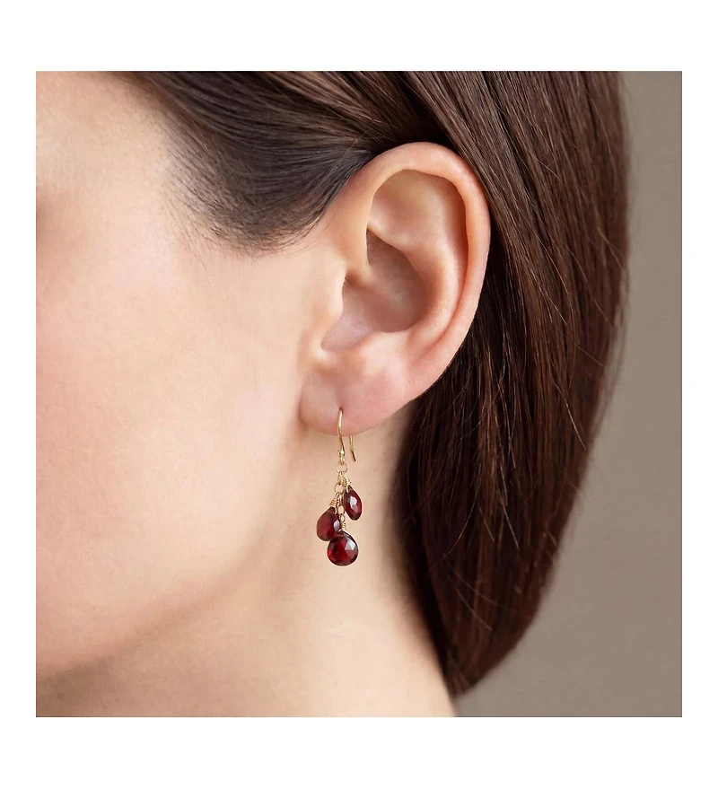 The Lovery Garnet Bead Dangle Earrings 14K Gold