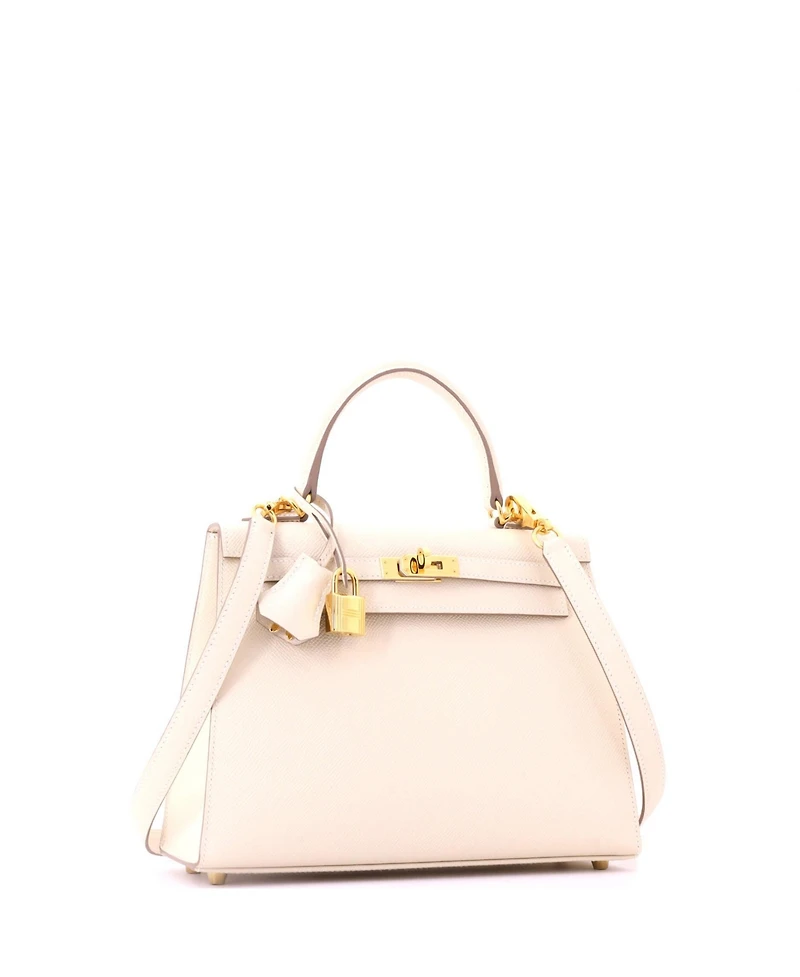 Pre-Owned HERMES Kelly 25 Handbag Light Epsom with Gold Hardware