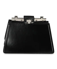 Pre-Owned Fendi Black Patent Petite Peekaboo Cut Chain Shoulder Bag