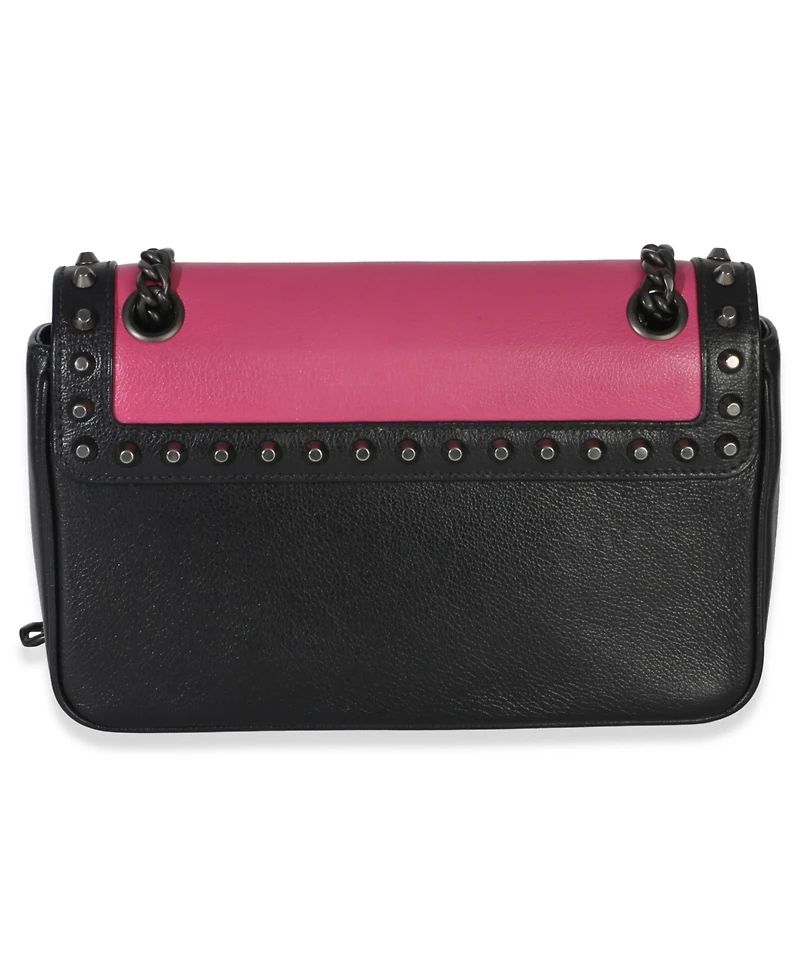 Pre-Owned Prada Black Pink Calfskin Glace Studded Chain Flap