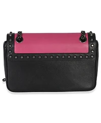 Pre-Owned Prada Black Pink Calfskin Glace Studded Chain Flap