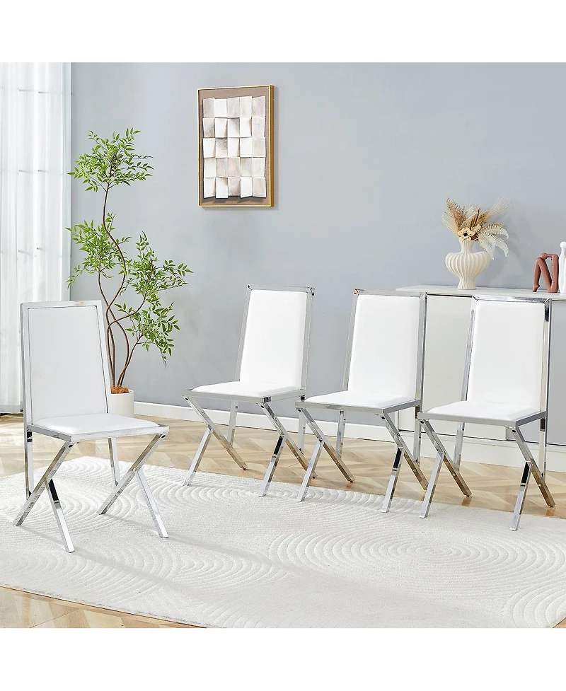 Streamdale Furniture 4 Pack metal framed Pu dining chairs, ergonomic, simple and luxurious