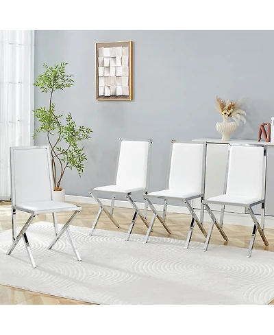 Streamdale Furniture 4 Pack metal framed Pu dining chairs, ergonomic, simple and luxurious
