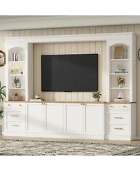 Streamdale Furniture Farmhouse Arched 106" Entertainment Center with Bookshelves