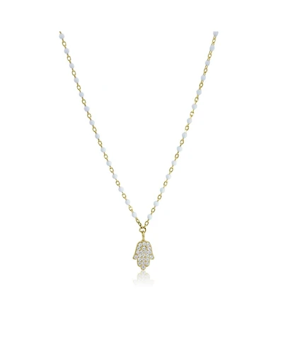 The Lovery Enamel Bead Hamsa Necklace 14K Gold-Plated Sterling Silver