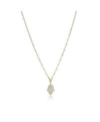 The Lovery Enamel Bead Hamsa Necklace 14K Gold-Plated Sterling Silver