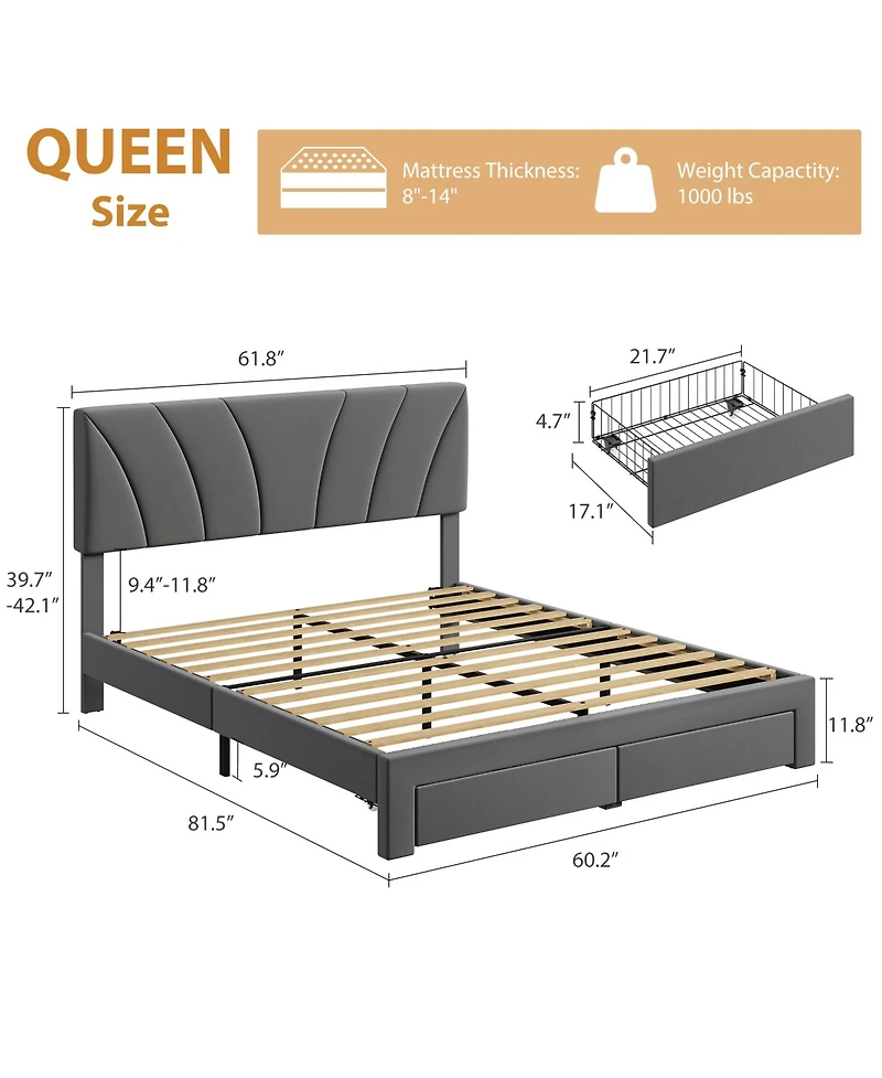 Homfan Bed Frame with Adjustable Headboard
