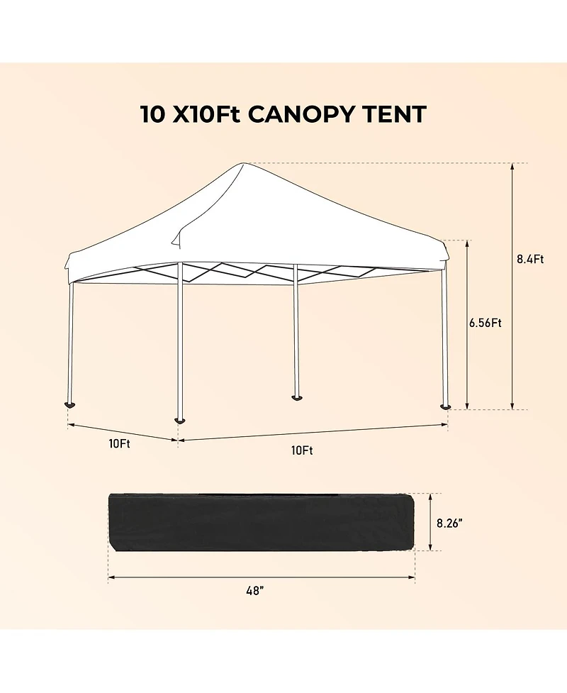 Streamdale Furniture 10x10 Pop Up Gazebo 3 Sidewalls, Bags
