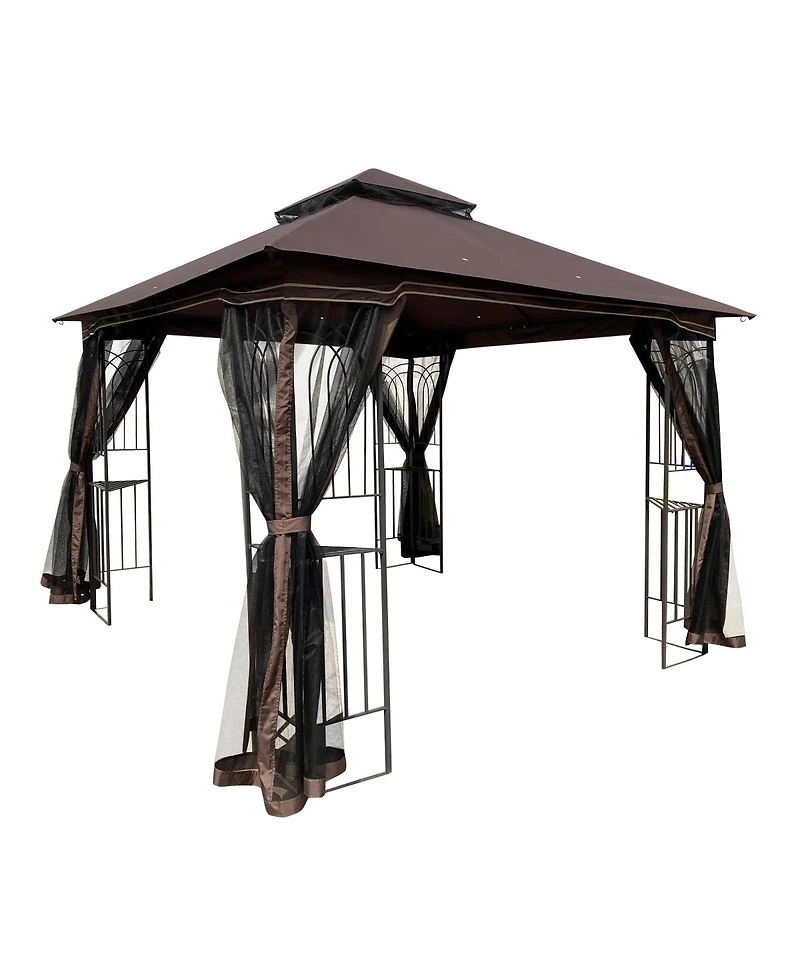 Streamdale Furniture 10x10 Outdoor Patio Gazebo with Double Roof and Mosquito Netting