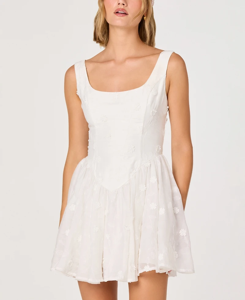 Astr the Label Women's Reina Floral-Embroidered Chiffon Mini Dress