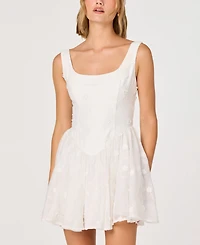 Astr the Label Women's Reina Floral-Embroidered Chiffon Mini Dress